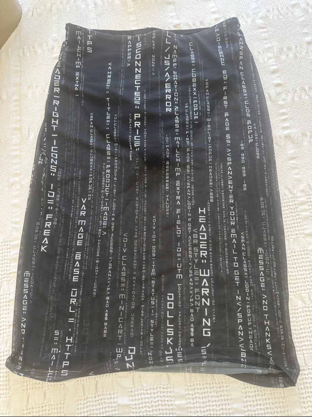 Current Mood Dollskill.com Black Pencil Skirt with White Vertical Text Print